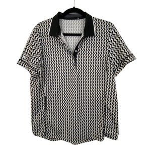 N'VO Geometric Black Tan Polo Activewear Shirt Size Large